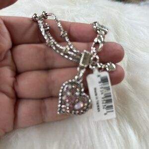 Brighton Elegant Silver and Pink Heart Bracelet